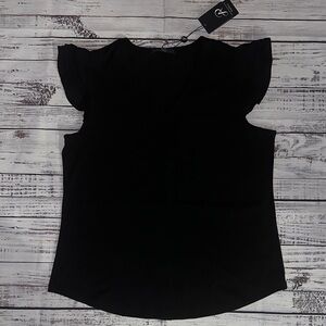 Adrianna Papell Black Ruffle Sleeve Blouse Sz. M